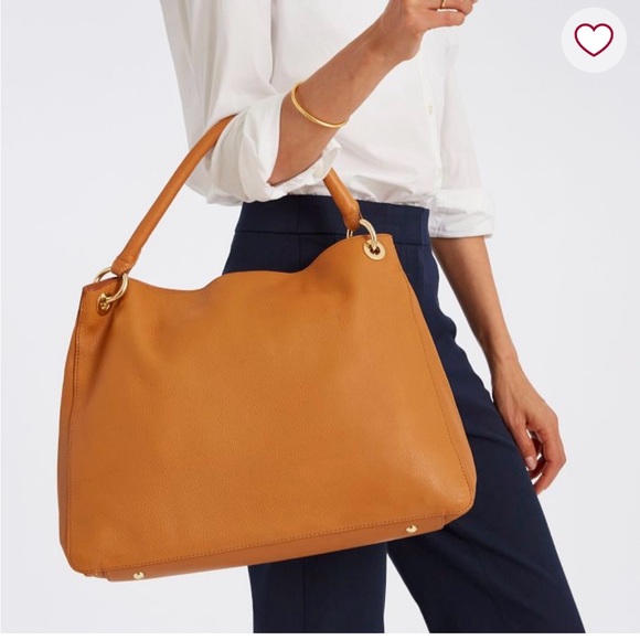 NEW Mark & Graham genuine soft leather tote cognac tan interchangeable handles - Picture 7 of 16